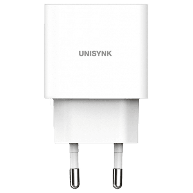 Hovedbilde Unisynk USB-C Slim vegg USB-lader hvit