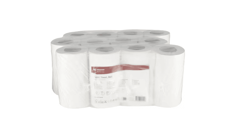 Tørkepapir, hvit rull, 21 cm x 90 m, 1-lags, ytre Ø 130 mm, 12 ruller