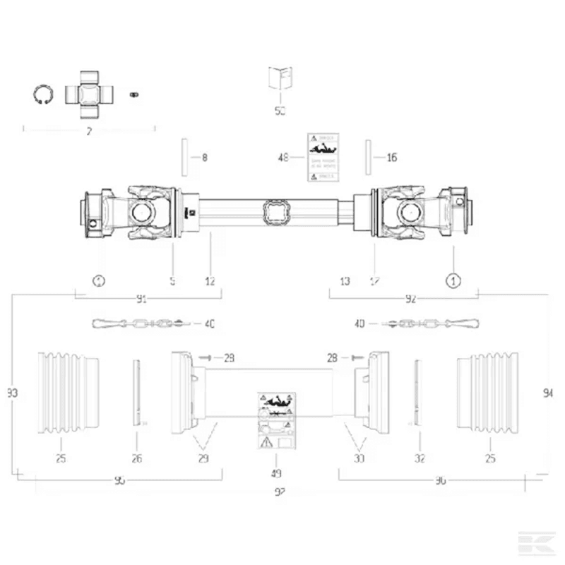 Bondioli & Pavesi PTO-aksel S8 L: 1210mm